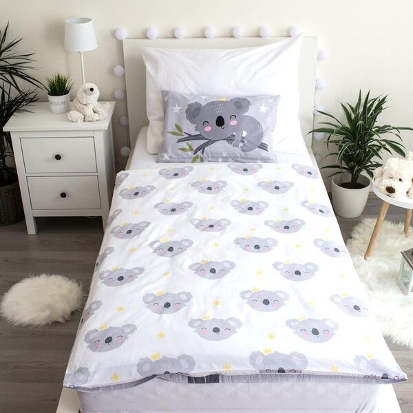 Set copripiumino e federa da bambini grigio in cotone per culla 100x135 cm Koala "Sweet Dreams" – Jerry Fabrics