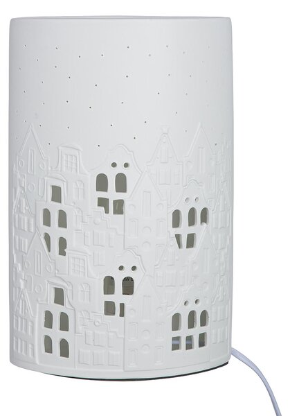 Lampada da tavolo Gilde, modello "Stadtlichter", decoro "Haus", in porcellana bianca, confezione da 1. Altezza: 28,00 cm Larghezza: 18,00 cm Profondità: 10,00 cm Codice prodotto: 32031