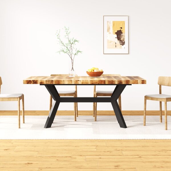 Tavolo da Pranzo in Massello di Mango e Acciaio a Croce 180 cm