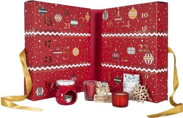 Calendario dell'Avvento - 34 x 25 x 14 cm - Calendario festivo - Calendario dell'Avvento - Regalo di Natale - Natale - Regalo - Rosso