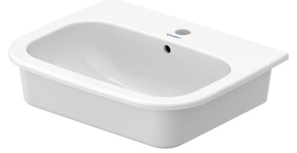 Lavabo da incasso Duravit D-CODE con sfioratore, foro per rubinetto, 545 x 435 mm, 1 foro per rubinetto bianco