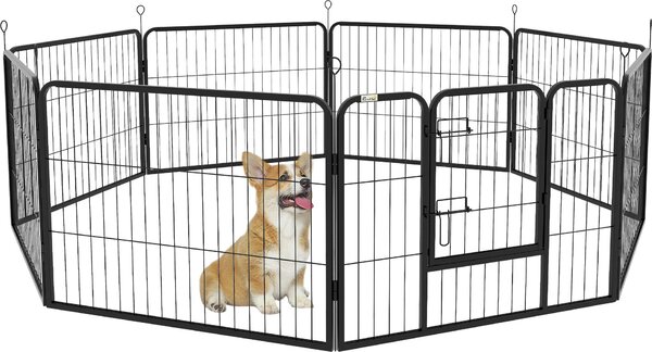 Fortuna Lai Recinto per cuccioli 8 pannelli Recinto all'aperto Box con porta 60 x 80 cm per tenere al sicuro i cani sia all'interno che all'esterno