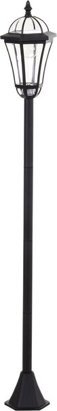 Fortuna Lai 2-St Lampione solare a LED, IP44, ABS, Ø18,5 x H129 cm, modalità risparmio energetico, resistente all'acqua, lampada da giardino in acciaio inossidabile, nero