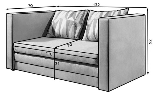 Divano grigio allungabile e rivestimento in ciniglia 132 cm Neva – ELTAP