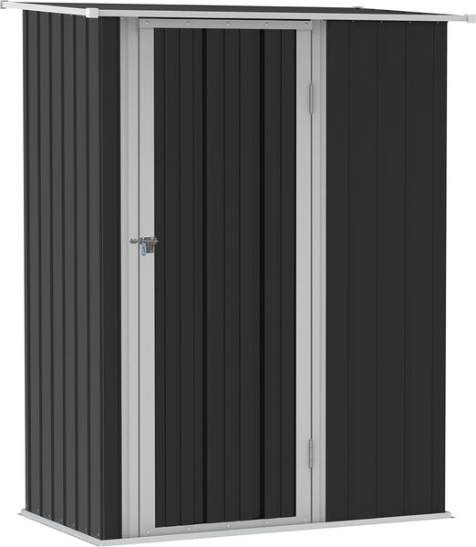 Fortuna Lai Casetta da giardino Ripostiglio con porta Esterno Acciaio Grigio scuro 142 x 84 x 189 cm
