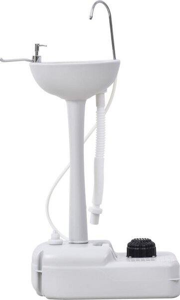 Fortuna Lai Lavabo Lavabo mobile, portatile, con ruote, 51 cm x 33,5 cm x 103 cm, bianco