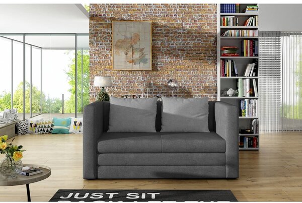 Divano grigio allungabile e rivestimento in ciniglia 132 cm Neva – ELTAP