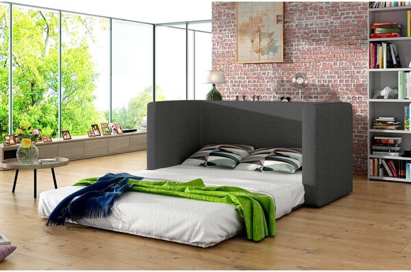 Divano grigio allungabile e rivestimento in ciniglia 132 cm Neva – ELTAP