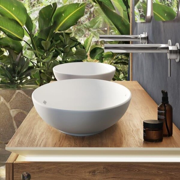 Villeroy & Boch Loop&Friends - Lavabo da appoggio, 560x380 mm, senza sfioratore, CeramicPlus, Pietra bianca 4A4701RW