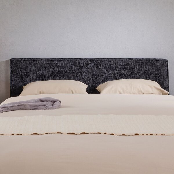 Testata del letto ELOWA da 160 cm, colore nero - Testata imbottita con rivestimento in tessuto di alta qualità, morbida, ideale come sfondo per il letto, per un'atmosfera accogliente