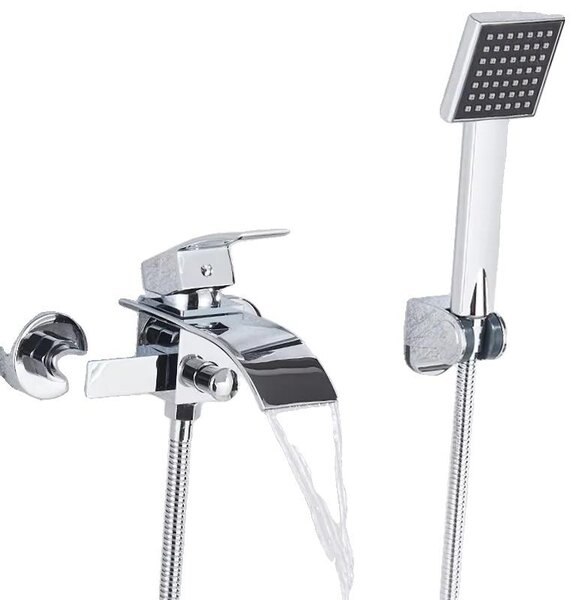 Rubinetteria per vasca da bagno, montaggio a parete, design contemporaneo, cromato A