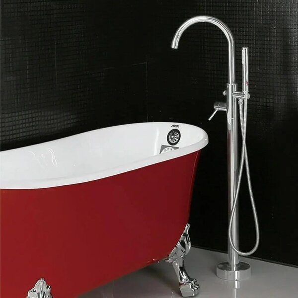 Rubinetteria per vasca da bagno a colonna, ottone cromato, design monocomando, cromata
