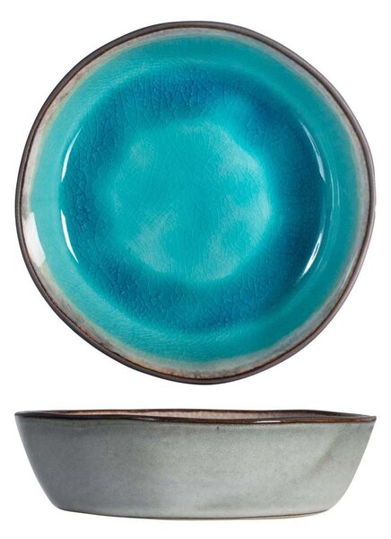 Set 6 piatti fondi Teide in stoneware colore azzurro cm 16