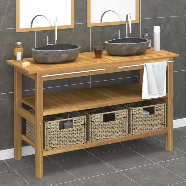 Homcom Mobiletto Cassettiera per Bagno in Legno con Decoro Intaglio  Floreale Bianco 30 x 30 x 68.5cm