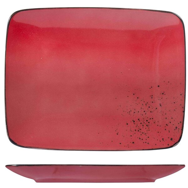 Set 6 piatti rettangolari Reactive in stoneware rosso 29x23 cm