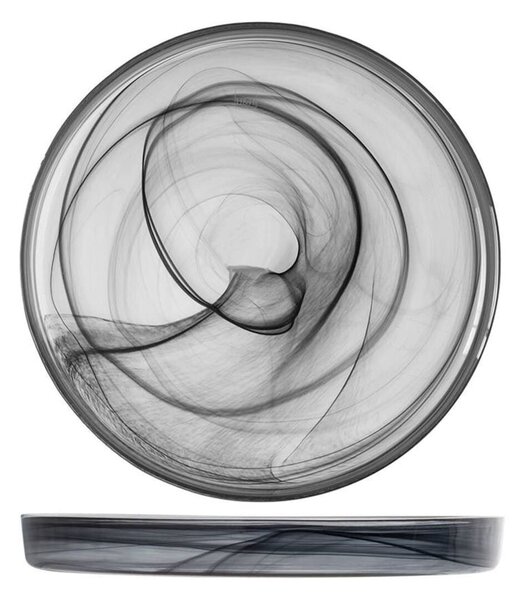 Set 6 piatti piani Alabastro in vetro nero cm 28x2,5h