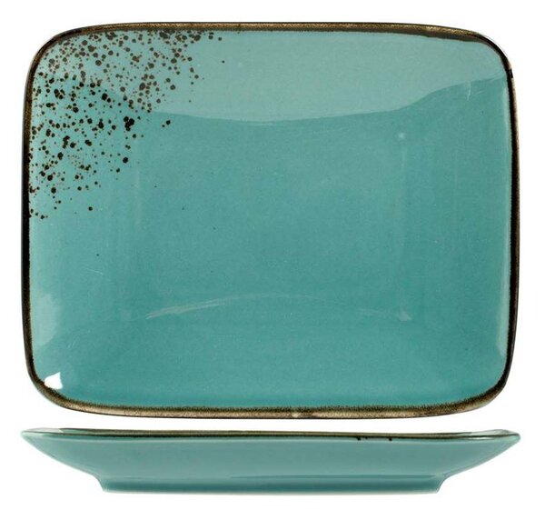 Set 6 piatti rettangolari Reactive in stoneware azzurro 22x17 cm