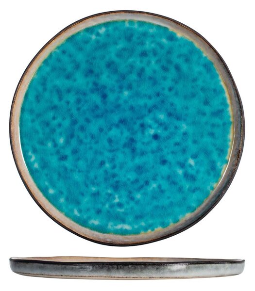 Set 6 piatti piani Teide in stoneware colore azzurro cm 27