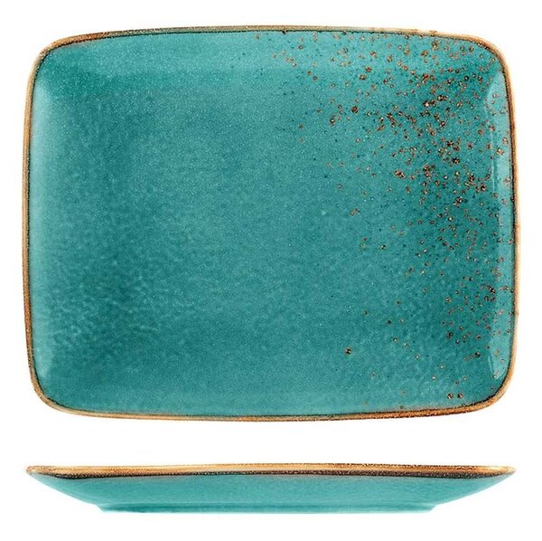 Set 6 piatti rettangolari Reactive in stoneware azzurro 29x23 cm