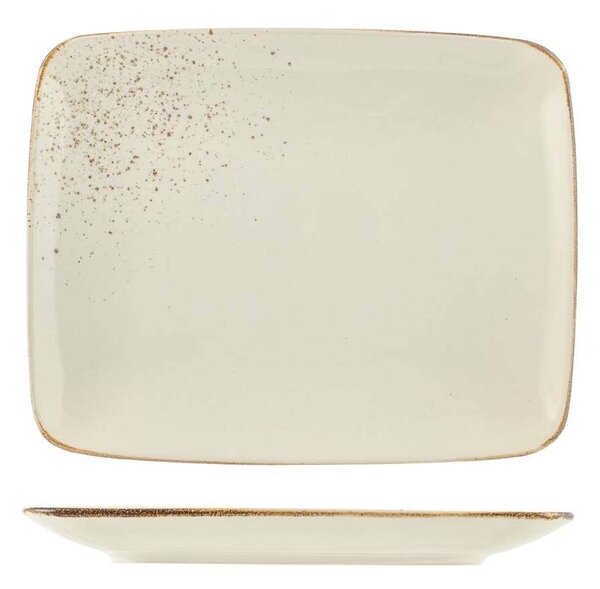 Set 6 piatti rettangolari Reactive in stoneware ivory 29x23 cm