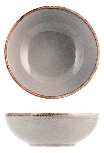 Set 6 boli/piatti fondi Reactive in stoneware grigio 16,5 cm