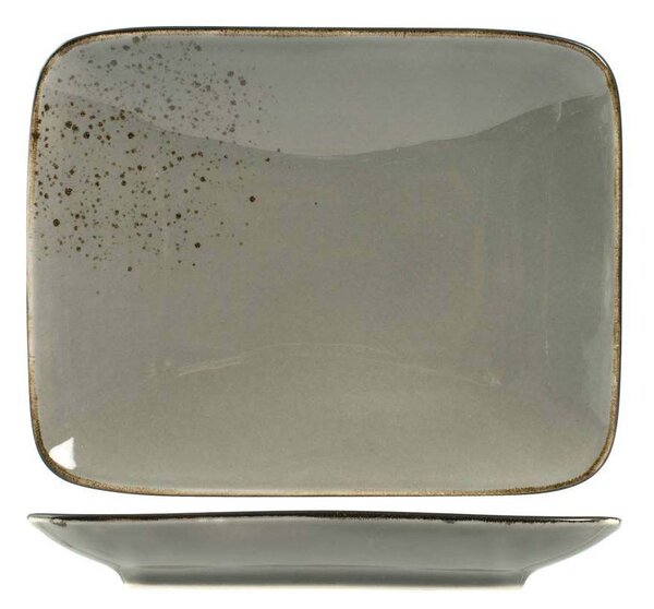 Set 6 piatti rettangolari Reactive in stoneware grigio 22x17 cm