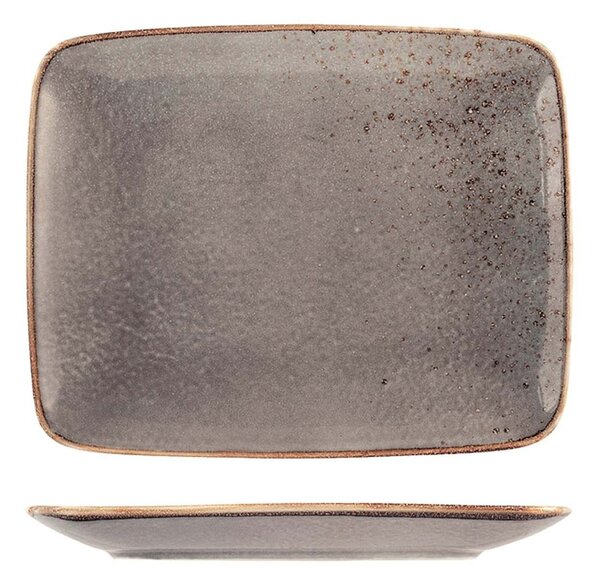 Set 6 piatti rettangolari Reactive in stoneware grigio 29x23 cm