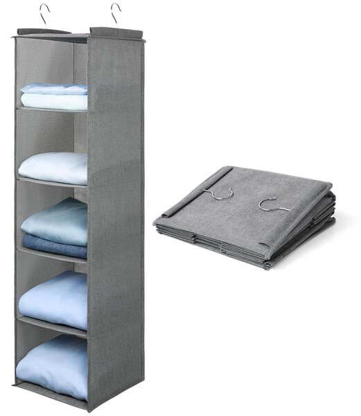 Armadio pieghevole Hangrek - 5 scomparti - 27 x 27 x 100 cm - Ideale per abiti e asciugamani