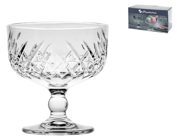 Set 2 coppe gelato dessert Timeless con piede in vetro cl 27,5