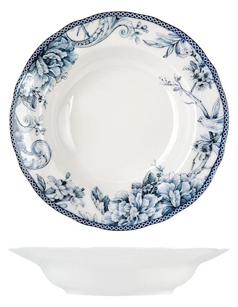 Set 6 piatti fondi Kensington in porcellana decorata cm 22,5