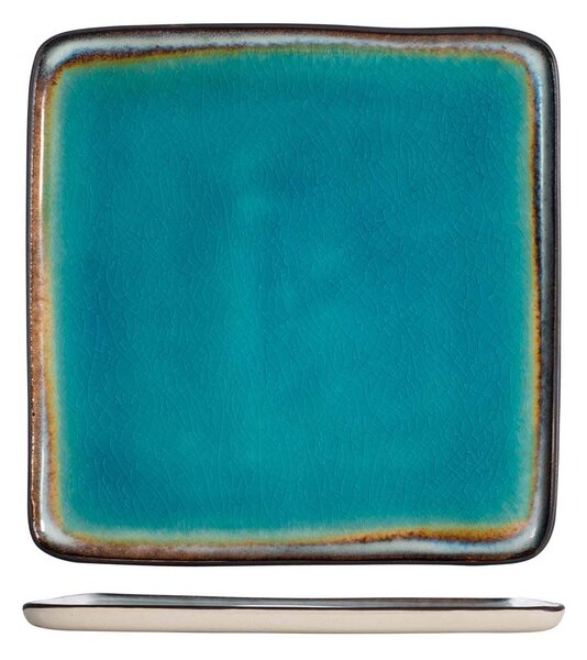 Set 6 piatti quadri Teide in stoneware colore azzurro cm 20,5