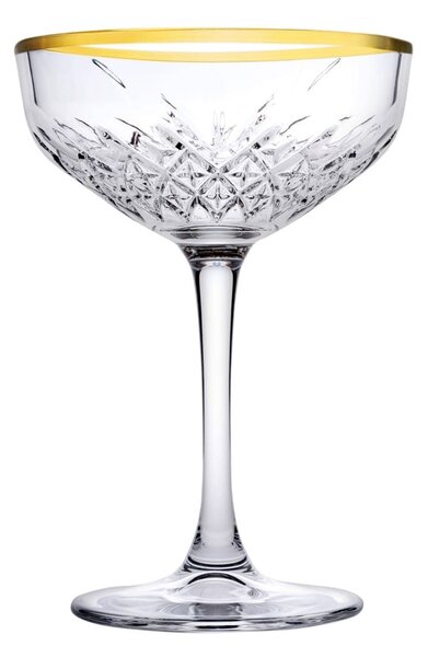 Set 4 coppe Timeless Golden Touch in vetro trasparente bordo oro cl 20