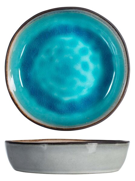 Set 4 piatti fondi Teide in stoneware colore azzurro cm 20