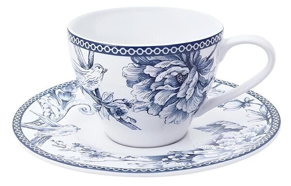 Set 4 tazze tè Kensington con piatto in porcellana decorata cc 240