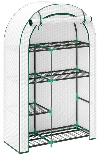 Serra Fortuna Lai con porta a tetto arrotondato, ripiani, serra in acciaio resistente all'inverno, serra per balcone, giardino, serra per pomodori 100 x 45 x 160 cm, serra per pomodori, ortaggi, fiori, bianco