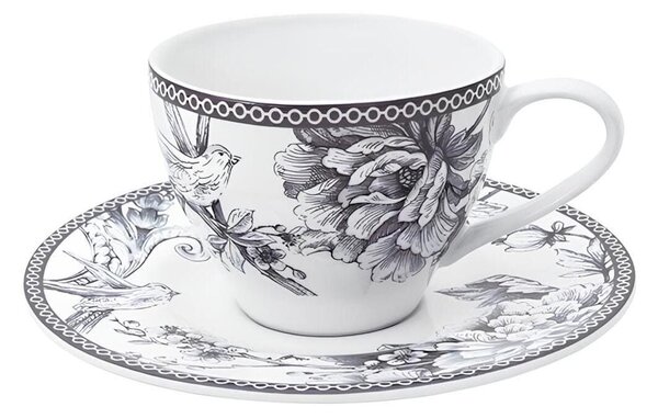 Set 4 tazze tè Mayfair con piatto in porcellana decorata cc 240