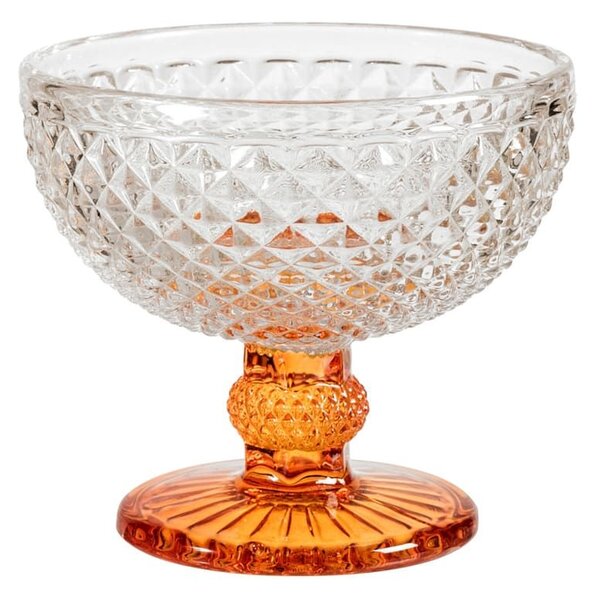Confezione 6 coppe Diamantato in vetro con piede arancio cl 11