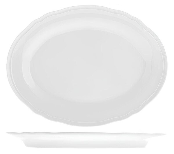 Piatto ovale Alba in porcellana bianca cm 35,5