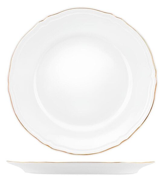 Piatto tondo Alba Gold in porcellana bianca filo oro cm 31