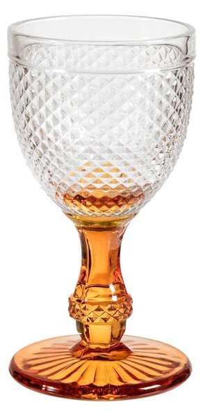 Confezione 6 calici acqua Diamantato in vetro con base arancio cl 29