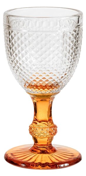 Confezione 6 calici vino Diamantato in vetro con base arancio cl 20