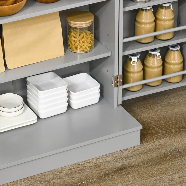 HOMCOM Armadio Dispensa Cucina con 2 Ante e 16 Ripiani Alacena Moderna con Ripiani Regolabili 60x30x104cm Grigio | Aosom Italy