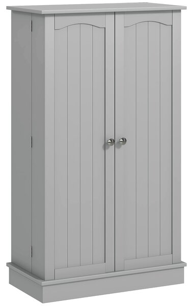 HOMCOM Armadio Dispensa Cucina con 2 Ante e 16 Ripiani Alacena Moderna con Ripiani Regolabili 60x30x104cm Grigio | Aosom Italy