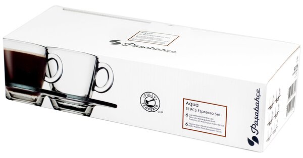 Set 6 tazze caffè Aqua in vetro con piatto cc 72