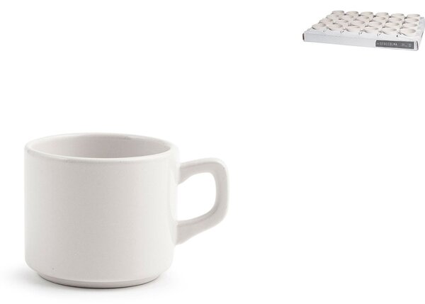 Set 24 tazze tè Stoccolma in stoneware bianco cc 190