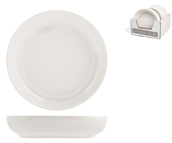 Set 12 piatti fondi Stoccolma in stoneware bianco cm 22