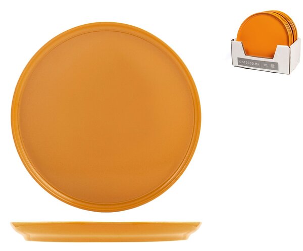 Set 12 piatti piani Stoccolma in stoneware ocra cm 28