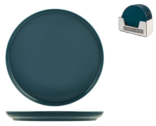 Set 12 piatti piani Stoccolma in stoneware ottanio cm 28