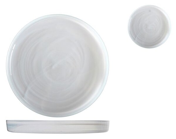 Set 6 piatti Alabastro in vetro bianco cm 21x2,5h