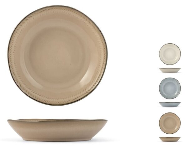 Set 6 piatti fondi Antibes in stoneware assortiti cm 20
